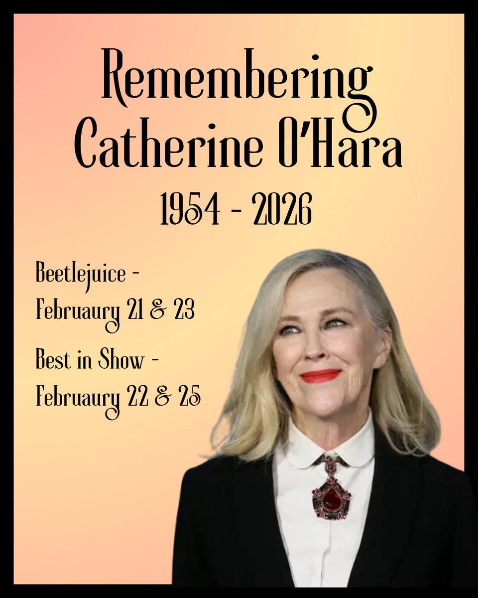 Join us in celebrating the life and legacy of comedy icon Catherine O’Hara (1954-2026) this weekend with two of her most beloved films on the big screen: BEETLEJUICE and BEST IN SHOW! Get tickets now! ❤️