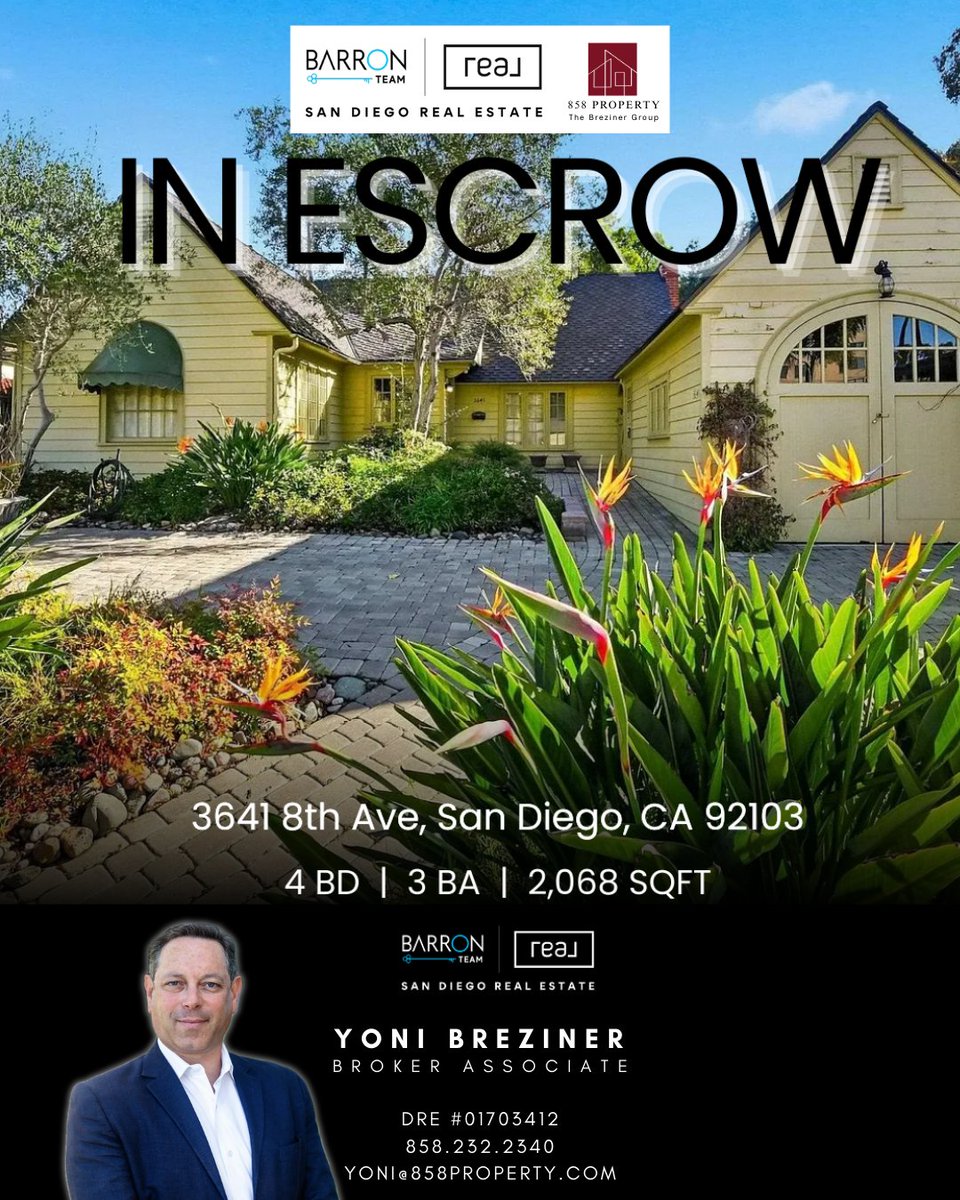 yoni858's tweet photo. Double the wins.✌️ 2 properties officially in escrow in San Diego! Let’s get yours next.

#SanDiegoHomes #InEscrowSD #SDRealtor #HomeGoals #SoCalRealEstate #DreamHome #RealEstateSuccess https://t.co/0P81CtmOvh