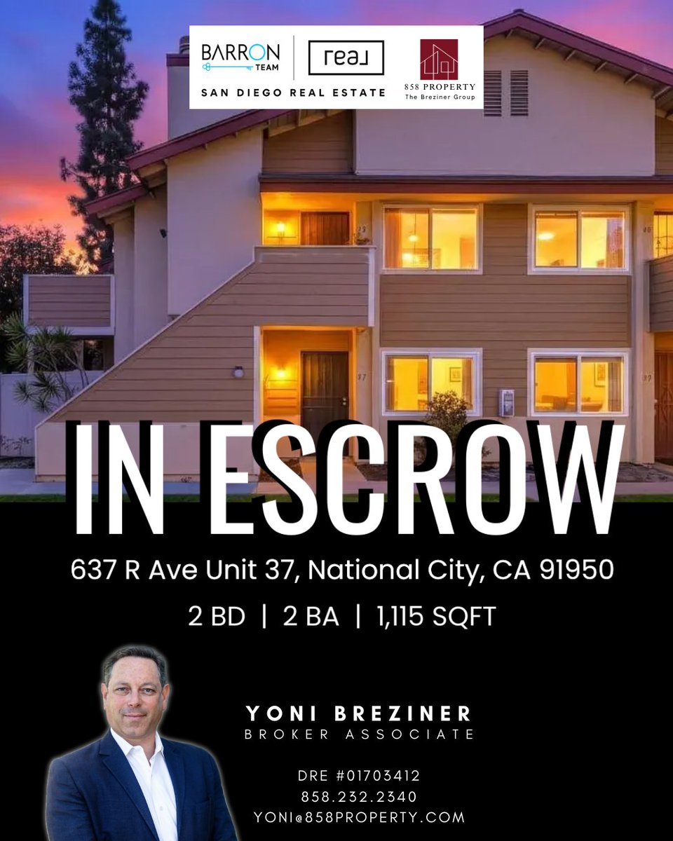 yoni858's tweet photo. Double the wins.✌️ 2 properties officially in escrow in San Diego! Let’s get yours next.

#SanDiegoHomes #InEscrowSD #SDRealtor #HomeGoals #SoCalRealEstate #DreamHome #RealEstateSuccess https://t.co/0P81CtmOvh