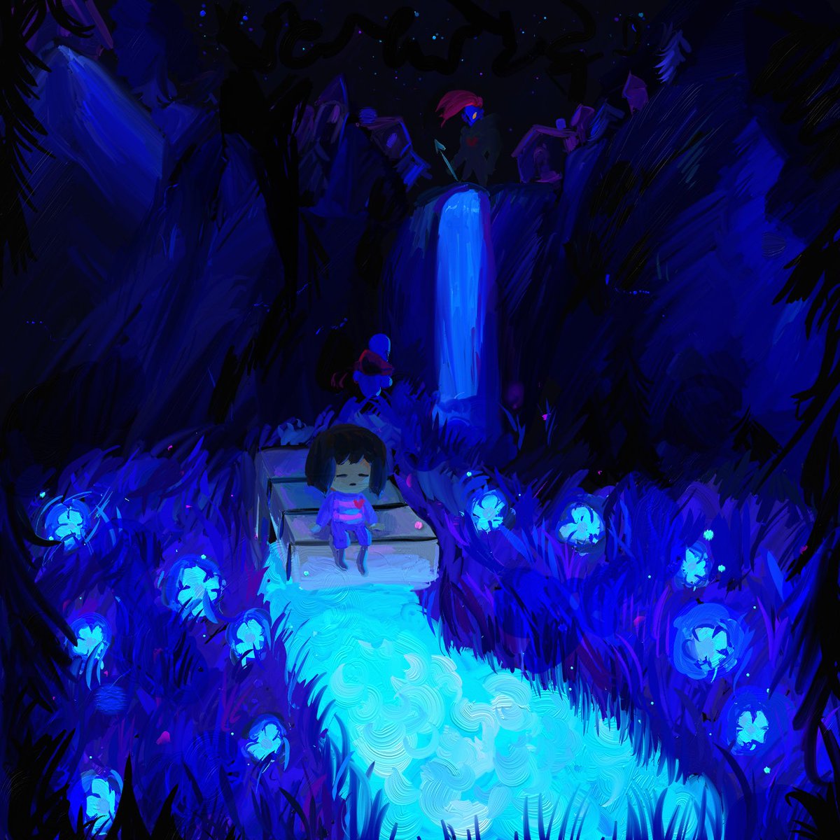 ruby00p's tweet image. Trying new art app that I just buy
And I love it
#undertale #waterfalls #frisk