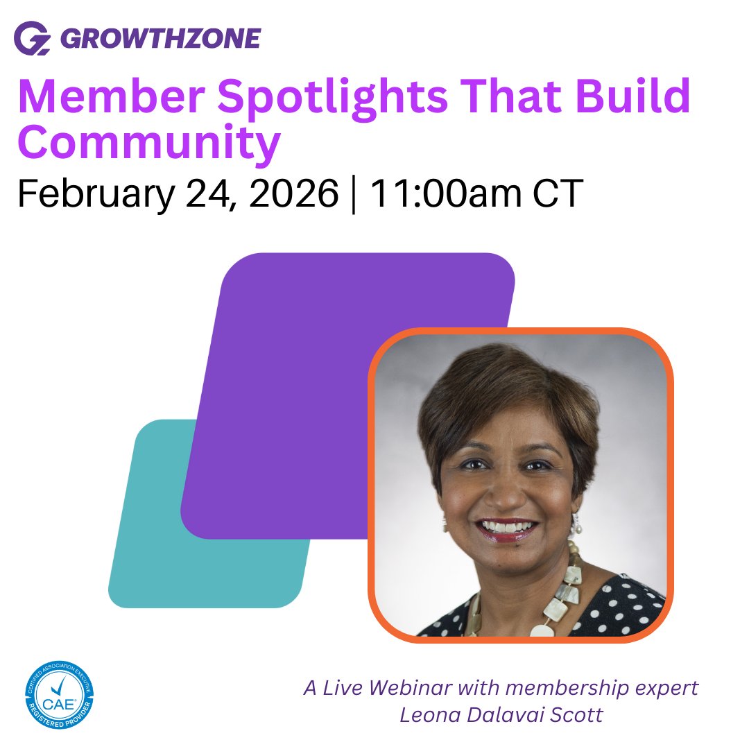 Want member spotlights that actually build community?
Join Leona Scott on Feb 24, 2026 | 11:00am CT to learn how to create repeatable, engaging member features.
hubs.ly/Q043v0br0
#MemberSpotlight #AssociationLeadership #Membership