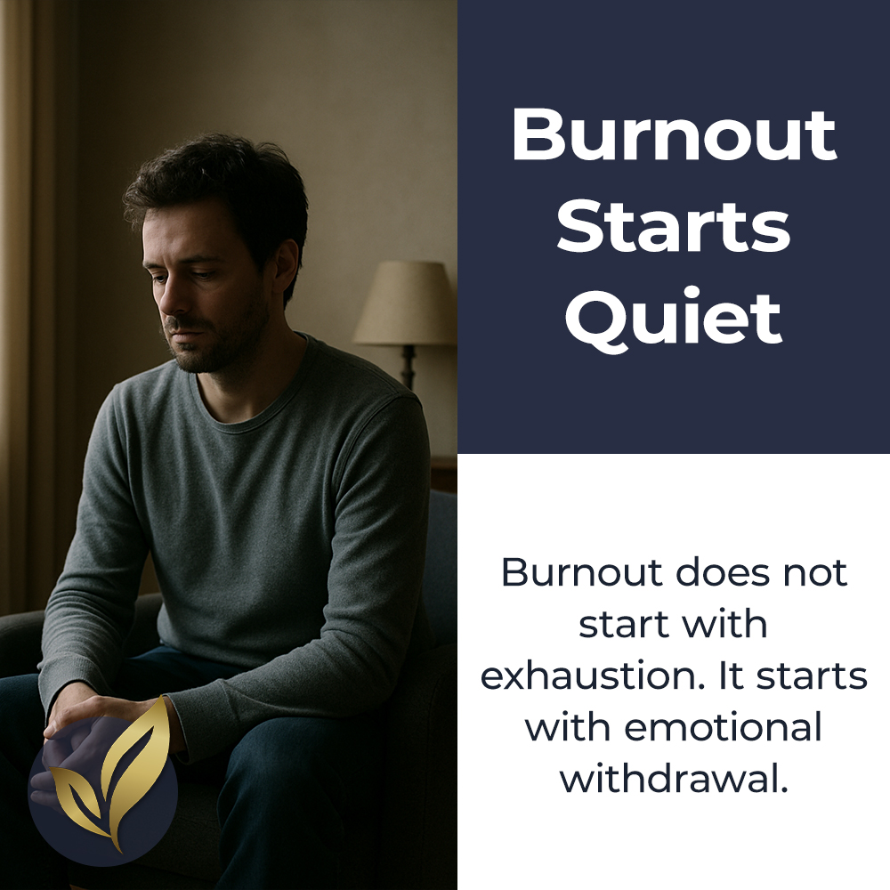 GoldleafHN's tweet photo. Burnout rarely starts with exhaustion. It starts with emotional withdrawal. Disconnection is the early warning sign. Exhaustion comes later.

If the signs feel familiar, we can talk. https://t.co/v9cOpjf9gO | (650) 861-8228

#CareBurnout #FamilyCare #BayAreaFamilies https://t.co/fhkEEn9TU6