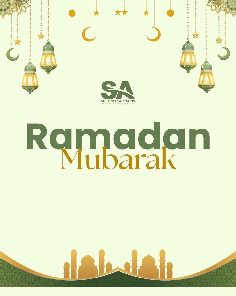 The Student Association of George Brown wishes you and your loved ones a peaceful and prosperous Ramadan. May this blessed month inspire gratitude, compassion, and unity within our community and beyond. 🌙✨