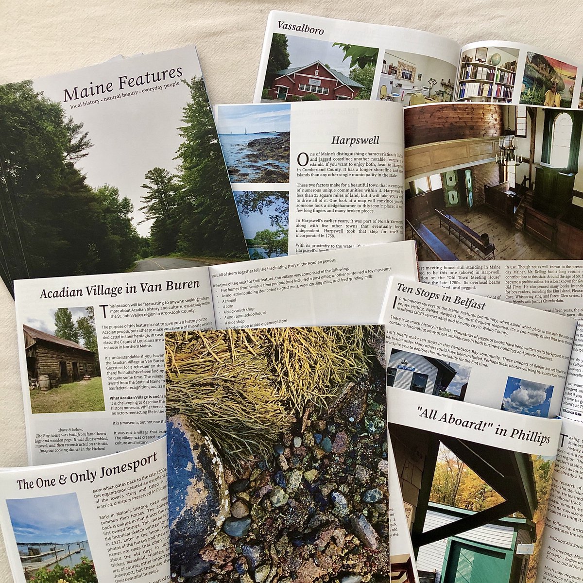 MaineFeatures's tweet photo. This launch issue includes photos & features from Belfast, Blue Hill, Friendship, Harpswell, Jonesport, Lincoln, Millinocket, Newport, Phillips, Vassalboro, & Winthrop. Also the Acadian Village in Van Buren, the Page Farm & Home Museum in Orono, Two Lights State Park in Cape Elizabeth, some forts, and more. 

Planning to publish a dozen new towns quarterly. All original work. Full of good Maine content.
