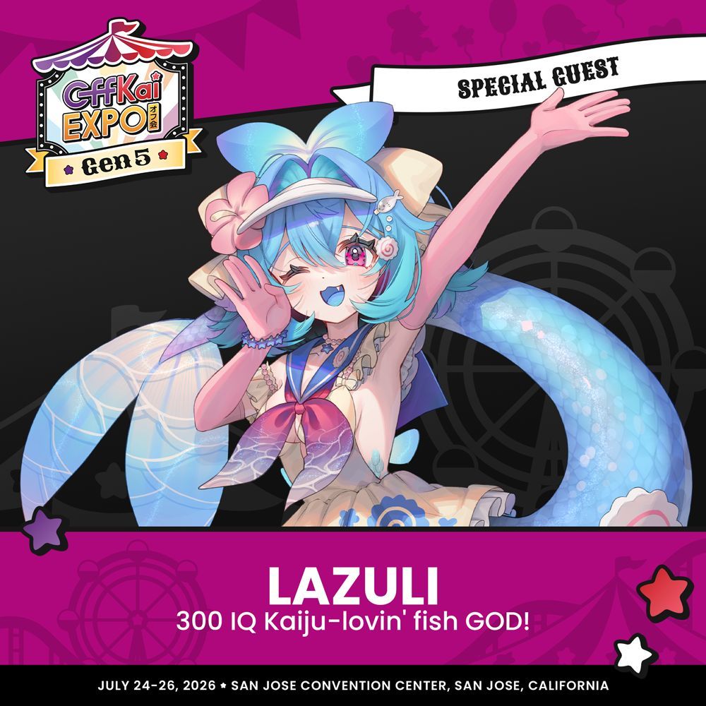 OffKaiExpo's tweet image. Pichi pichi, who could it be? It's LAZULI!

@l4zufish is making a splash at #OffKaiGen5 in San Jose, CA, from July 24 to July 26th! 🍥🌊