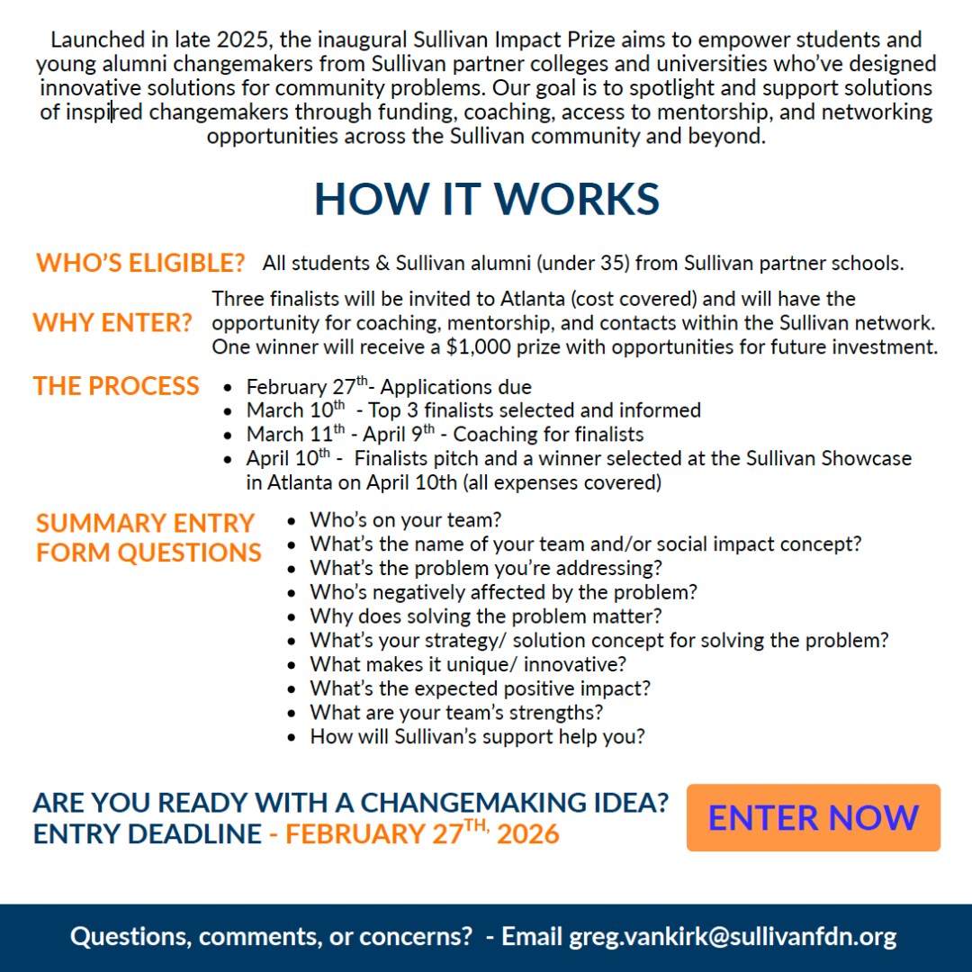 Have you applied for our Impact Prize yet? The deadline has been extended to February 27th! Make sure to get those applications in before it is too late!