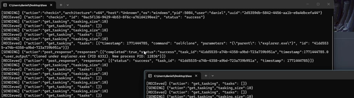 Just added self-clone to my Mythic agent: spawn new proc + spoofed PPID while original stays alive and running as backup
github.com/PatchRequest/K…