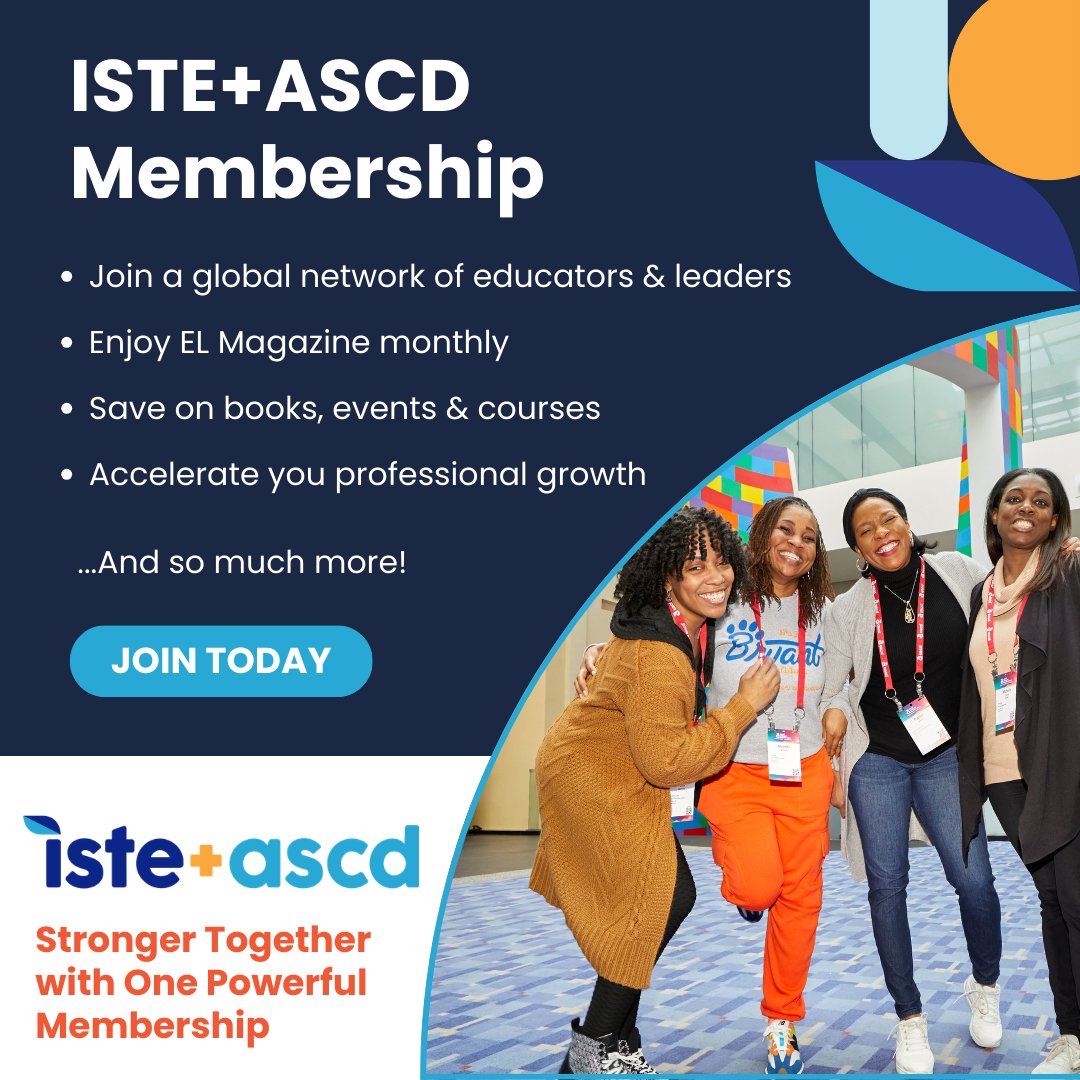 ISTE_ASCD's tweet image. Your career shapes the support you need.
✨ Build skills with expert tools + global connections
📖 Access to EL Magazine
🏅 8 books + leadership resources
Save 20% with code MEMBER26 by March 31: hubs.li/Q043GRxp0 #EdLeadership #ProfessionalLearning
