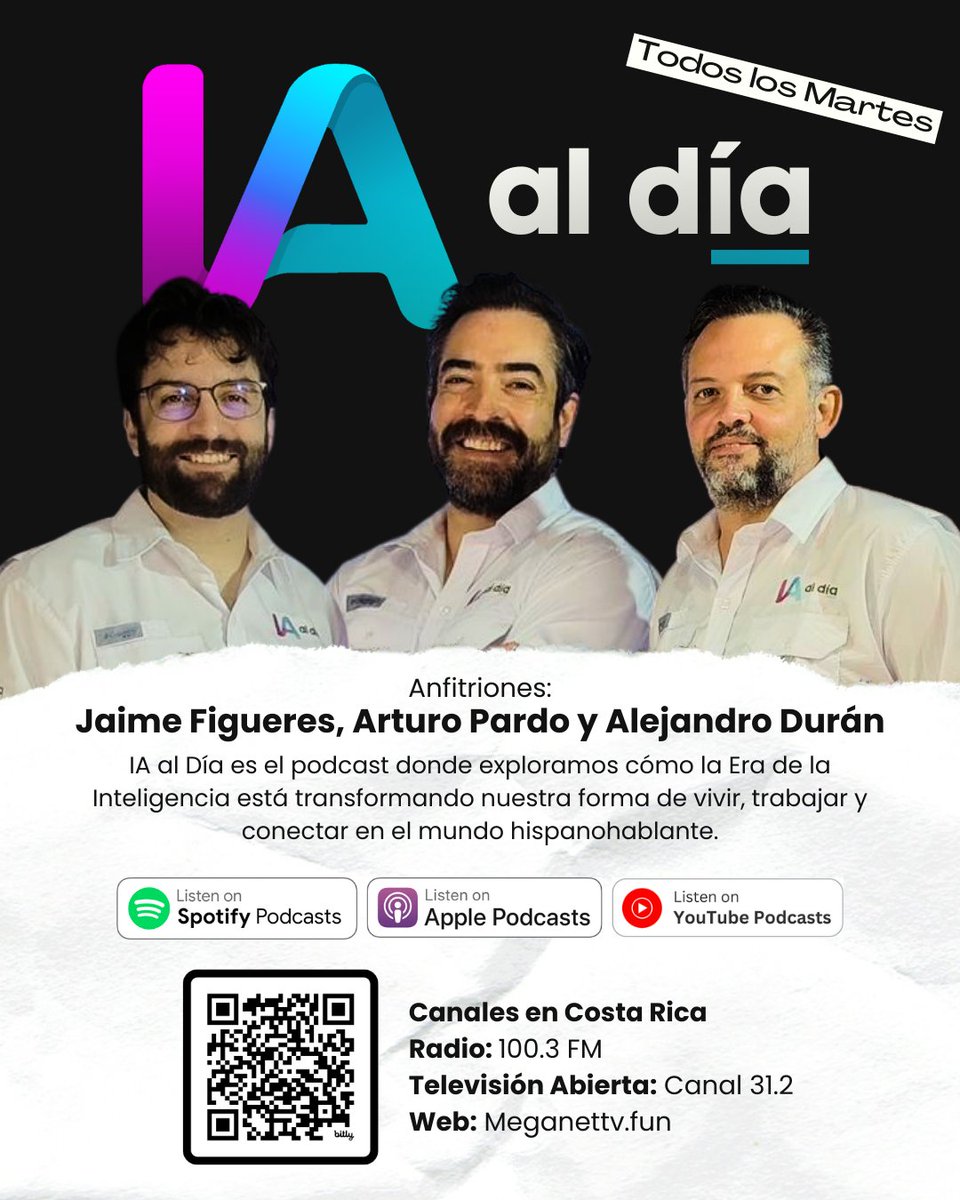 ¡Ya estamos al aire! 🎙️🚀

Lanzamos oficialmente IA al Día y ya pueden escuchar los primeros dos episodios.

🎧 Escuchalo aquí: bit.ly/IAalDIA

<a href="/pardingo/">Arturo Pardo </a>
