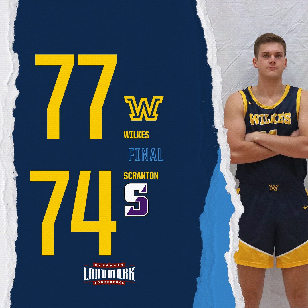 The Colonels Hold On! Lucas Lesko (24 pts) and Jack Argento (23 pts) lead #WilkesMBB over the University of Scranton, 77-74. #EarnYourRank