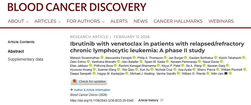 NitinJainMD's tweet photo. 👉👉👉Super delighted to share our recent paper on combined ibrutinib + venetoclax in R/R CLL. 
Blood Cancer Discovery @BCD_AACR 
- 79 pts. Median 1 prior Rx
- No prior BTKi or BCL2i use
- Median follow-up 95 months
- 7 yr PFS 63% 
@MDAndersonNews 

https://t.co/HUK1bUrHtH https://t.co/COWOqeRpkM