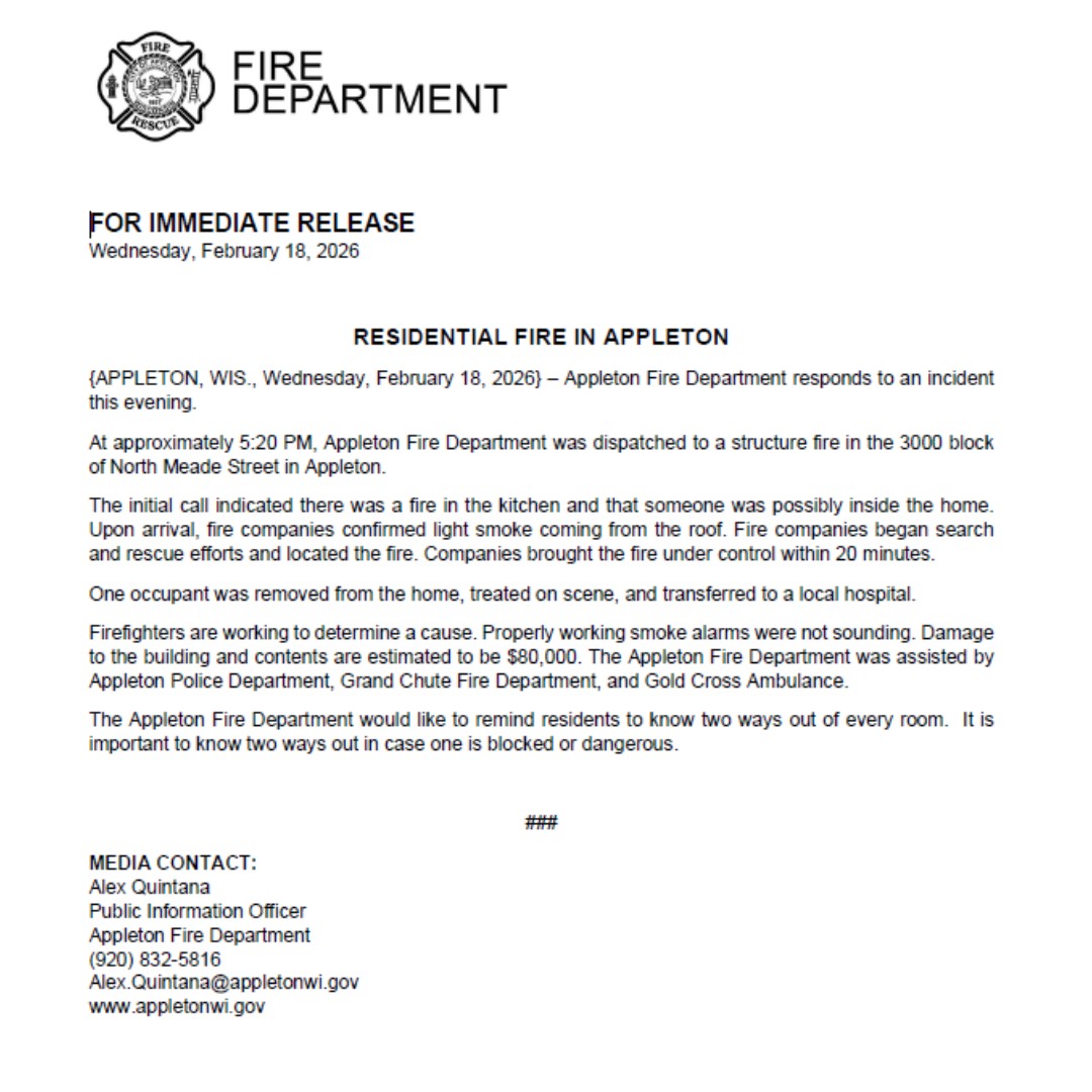 Appleton Fire Department tweet media