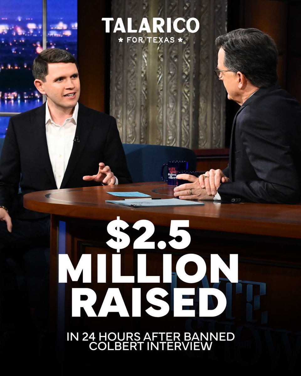 So Colbert and <a href="/jamestalarico/">James Talarico</a> put a hoax together to fund raise. 

This should surprise no one.