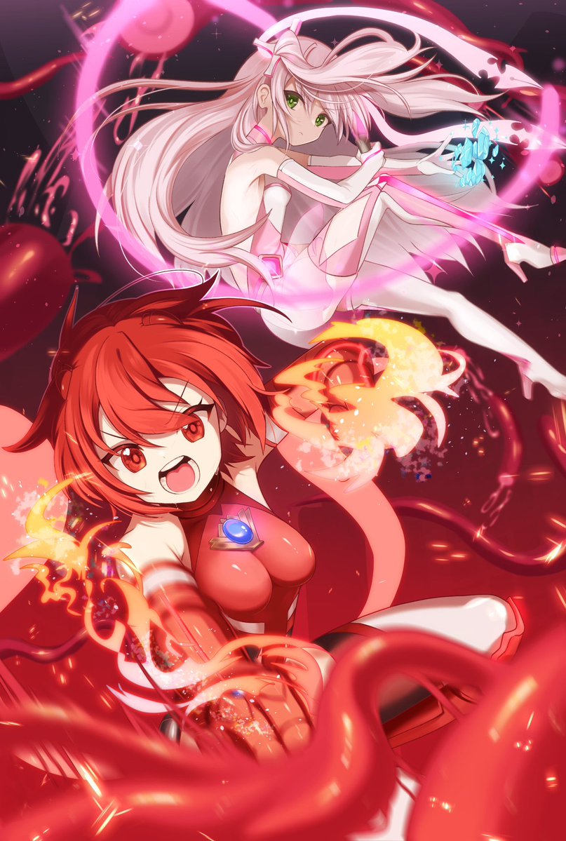 #自分で生み出した一次創作オリジナルキャラを流そう  

pbw→skebと派生した
うちの子変身ヒロインな二人よ〜🫶✨
どっちも同い年で同じ学校に通ってる設定よ〜絶対負けないよ〜
白い子の変身ヒロインネームは
イノセントハート・ルルナと言いますわよ〜
とっても仲良しな二人🟥⬜️ 