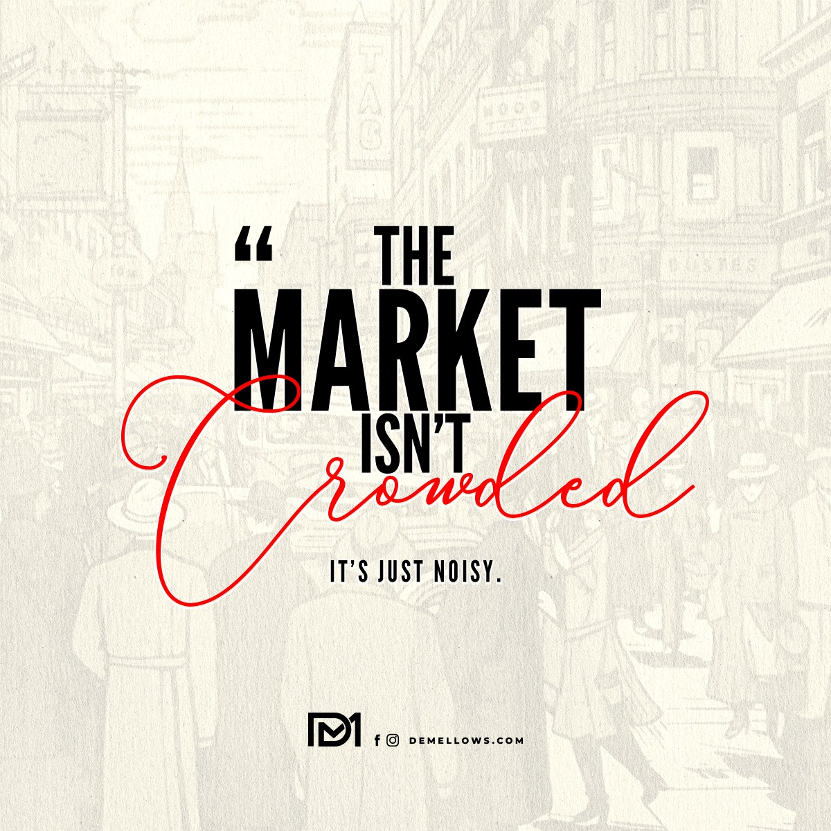 Demellows's tweet photo. The market isn’t crowded.
It’s just noisy.

If your brand sounds like everyone else, you’re competing on volume.
If your brand is clear, you’re competing on value.

Let’s build a brand people remember, not scroll past.
#SingaporeBranding #SGBrands https://t.co/TObuV6ap9z