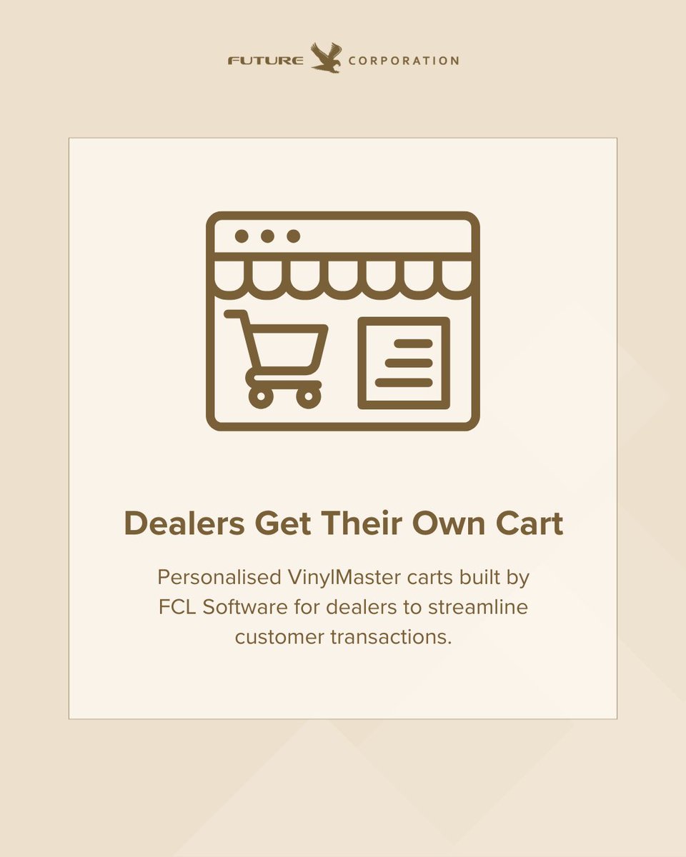 fclsoftware's tweet photo. FCL Software creates personalized, branded reseller carts for dealers. Customers can easily purchase VinylMaster products at retail price, and dealers earn a 50% commission on every sale made through their unique cart.

#fclsoftware #design #software #designsoftware https://t.co/Kwqn1q4mV3