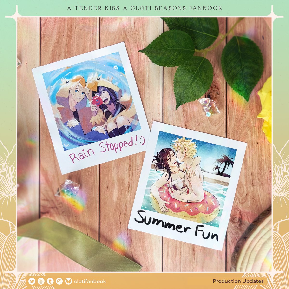✨ PRODUCTION UPDATES 🛠️

Our polaroids are here! We're so excited to share these snapshots highlighting #CloTi's love throughout the seasons. 😍 Thank you to <a href="/seilidare/">seilo</a> <a href="/inf_eli_x/">E ಥ L ಥ I</a> <a href="/kwoojii/">kwoo ✦ c0mms open!</a>  <a href="/CYNAM1NT/">cyn 🥞 (on bsky!)</a> for capturing these adorable moments 💛