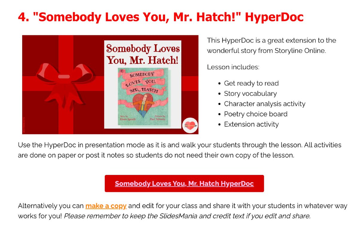 KarlyMoura's tweet photo. Spread some kindness in your classroom! 💖

Check out this "Somebody Loves You, Mr. Hatch!" #HyperDoc:
✅ Story vocabulary
✅ Character analysis
✅ Poetry choice board

Grab it + 13 more free #ValentinesDay activities here:
👉 https://t.co/fsXMZ8cdia

#EdTech https://t.co/3YpSjNheOj