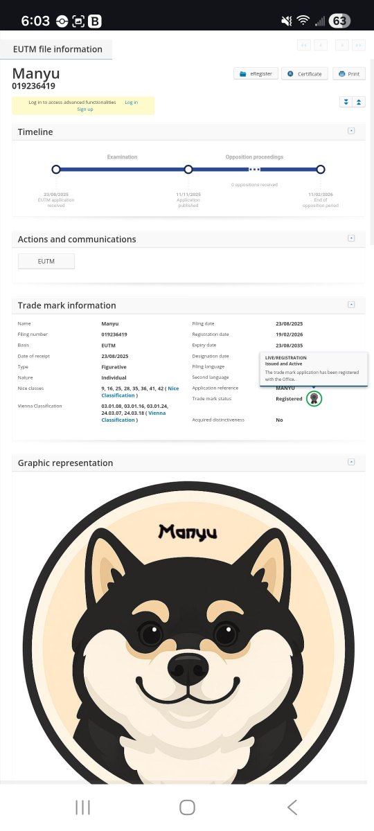 The $Manyu Trademark is fully Registered and active. Expires in 10 years.

euipo.europa.eu/eSearch/#detai…