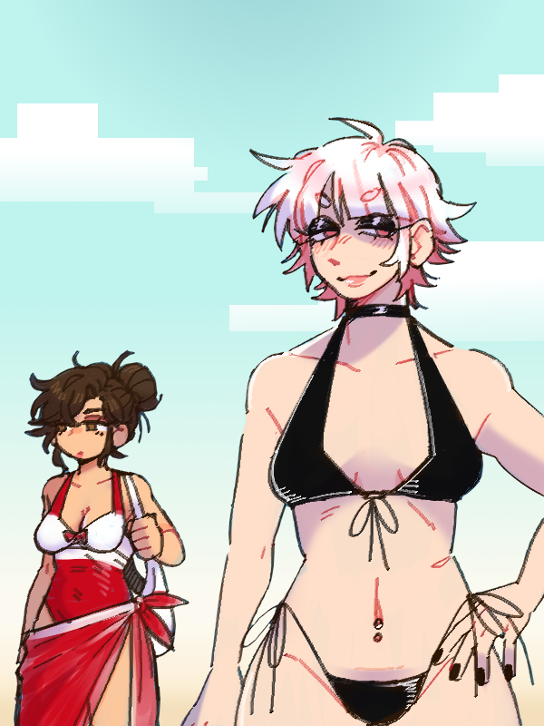 KlNGLET's tweet photo. beach day drawing with bg and some shading by @cry4nne  <3 https://t.co/UGzfLiun5u