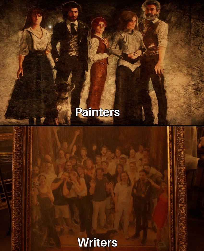 PremiumHeart88's tweet photo. So I have a theory about Expedition 33 which does have hugh SPOILERS for those who come after.... 

We hear so many times about how 'The Writers' are the biggest rival to the Dessendre family. 

The Writers are the ones who are responsible for the fire that killed Verso and broke apart the family. They are responsible for the events which lead to the who story taken place and are the main protagonist the the Dessendres, yet we never find out anything more about them, just that they are bad.... 

Now in E33 we know that the world in the painting isn't real and that its all made up by Verso then carried out by Aline and Renoir. Everyone in this painting have thoughts and feelings just like we do, but as they are all fictional characters inside the painting, those emotions are all fabricated as they are also frabricated within the painting...

So what if 'The Writers' are actually the actual writers of the game. This would actually make them the protagonist to the Dessendre by writing in the story, the fire, the death, the burn, the mental anguish that made the game so good and made us enjoy it?? 

The Dessendre are self aware they are in the game under the will of the writers, just as the Expedition 33 inside of the painting are self aware they are in the painiting under the will of the painters. Both are powerless to stop what those above will for them... 

The question is, will the writers now leave it there or create a new story to torment the Dessendre family or chose another family to torment for our entertainment?? 

But their thoughts and feelings are just fabricated just like those in the painting. Right??