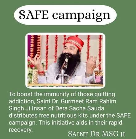 Today's youth drugs take in rong habits include but this to body and mind both weakness safe compain to
Dera Sacha Sauda by 
Saint Gurmeet Ram Rahim  Ji #RecoveryFromDrugs mission to poor people of give a safe kit in this kit protin vitamin etc this to body strong