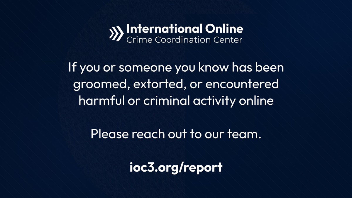 We have launched our report hotline for victims &amp; witnesses of online harm &amp; abuse to reach out to our team. If you or someone you know has been groomed, extorted or encountered other harmful activity online, please report it to ioc3.org/report | #IOC3 #OnlineSafety