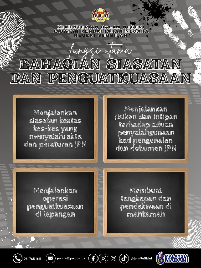 jpnn9official's tweet photo. Fungsi utama Bahagian Siasatan dan Penguatkuasaan

#MalaysiaMadani
#Madanibekerja
#KDNSejahteraMadani #KDNIhsanMadani
#RakyatDiHatiJPN
#jpndimanamana   
#jpnn9osahanda 
#KPPN https://t.co/vEdmirZFmk