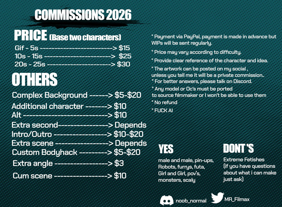 COMMISSION 2026!!!

OPEN 24/7!!!

You can ask for any character, I might have it!