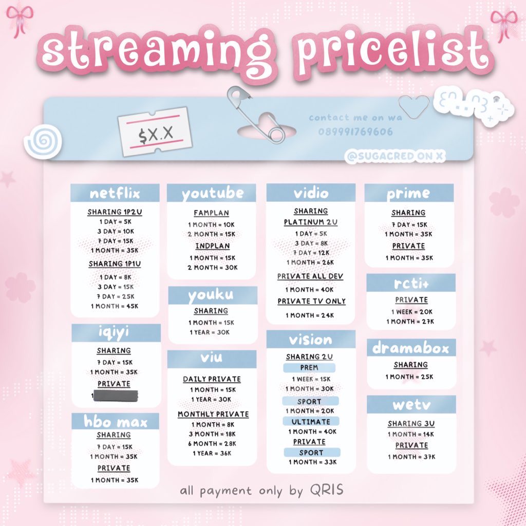 mevlle's tweet photo. [06]  WTB WTS LANGGANAN  APPREM !1!1  

@.sugacred sudah  open dan sedia berbagai apprem yah, ada nětflix, cănva, yóütübè, primè vidèö, viũ, vidiǒ, càpcùt
—mau tanya atau order?
☎️ wa: https://t.co/iipE4ABNqH
📩 testi: https://t.co/9URIigfWJA

#zonauang #zonajajan️️ #zonaba https://t.co/wcoEabtTv9