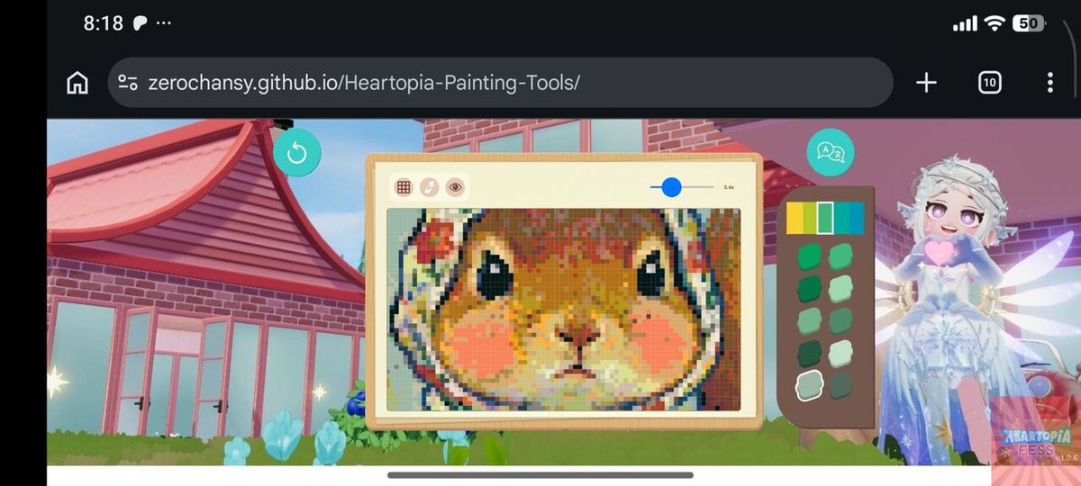 heartopia_fess's tweet photo. !hato GUYS FINALLY ada yg buat website yg bisa jd guide gambar di hato. Dia generate foto kalian jd pixel dgn color palette sesuai di game😭 https://t.co/LYoOtTWPIb