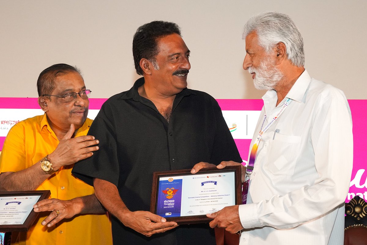 BIFFESBLR's tweet photo. Kannada Cinema Competition – Advisory &amp; Selection Panel | 17th BIFFes  

Celebrating the visionaries behind the selection of outstanding Kannada cinema at the 17th BIFFes.  

#17thBIFFes #BIFFes2026 #KannadaCinema #KannadaCinemaCompetitionAdvisorySelectionPanel #BIFFesMoments https://t.co/tE8A8JWFJg