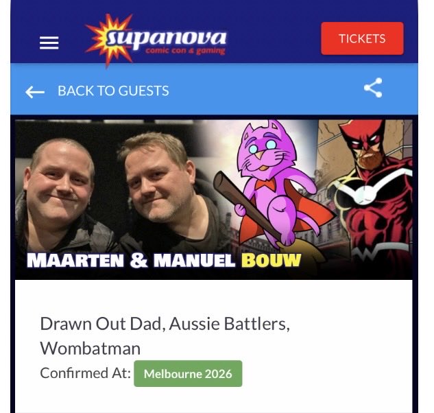 I’m happy to announce we’ll be Comic Guests at <a href="/SupanovaExpo/">Supanova Comic Con & Gaming 💥</a> Melbourne on April 18-19!
We’re looking forward to seeing everyone there.
#supanova #melbourne