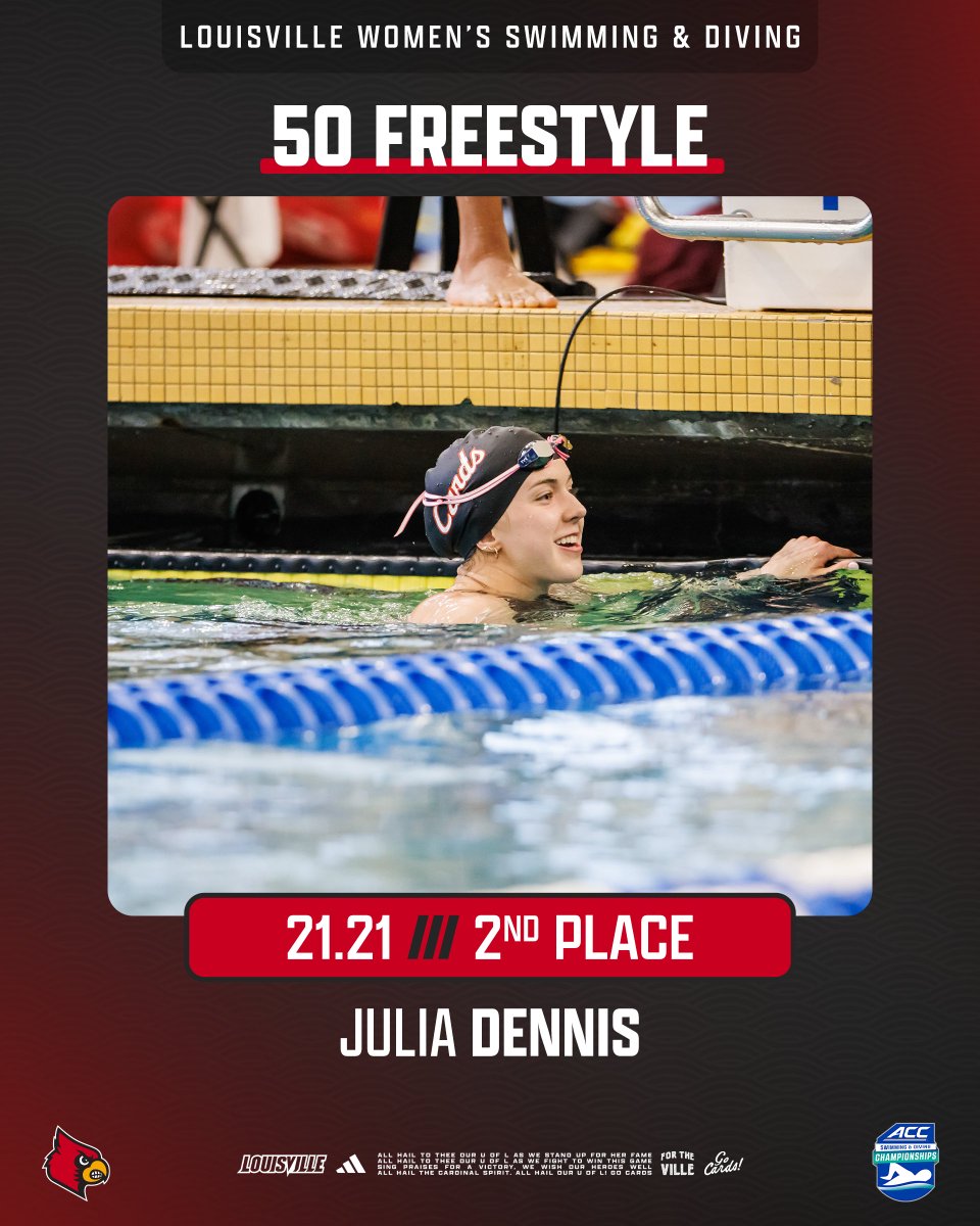 COMING IN HOT 🔥

Julia Dennis grabs silver in the 50 freestyle with a time of 21.21 🥈

#GoCards