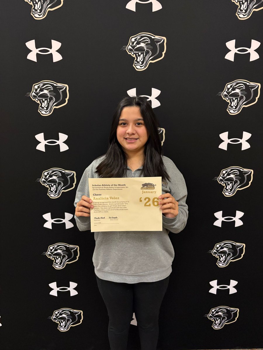 ParkwayAD's tweet image. Shultz Huber &amp;amp; Associates and the Parkway Athletic Department proudly present Analicia Velez, as the Scholar-Athlete for Cheer. Analicia is the daughter of Cynthia Vega. Congratulations, Analicia!