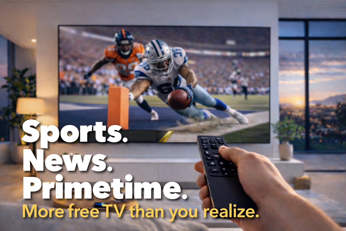Broadcast TV isn’t “what’s left after streaming.”
It’s 21.5% of all TV viewing (Nielsen “The Gauge,” Jan 2026) — basically tied with cable.

What’s on broadcast right now (major networks: <a href="/ABC/">ABC News</a>, <a href="/CBS/">CBS</a>, <a href="/nbc/">NBC Entertainment</a>, <a href="/FOXTV/">FOX</a>, <a href="/PBS/">PBS</a>):
• Live sports that people watch in real time
• Primetime