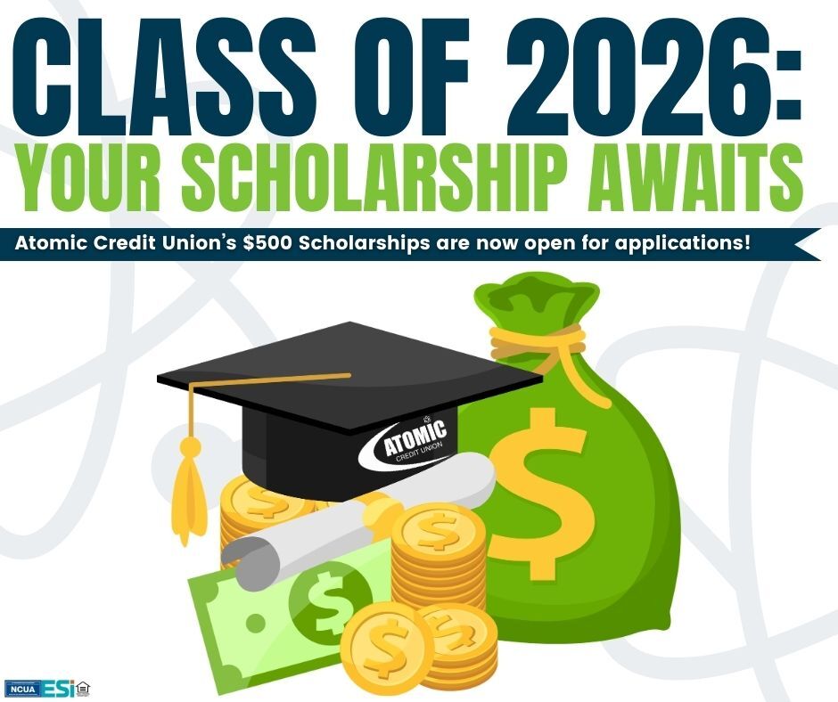 ⏰Hurry! Our Student-Run Scholarship Deadline is Approaching Fast!

Atomic is proud to offer our Student-Run Credit Union Scholarship to help local students take the next step in furthering their education!

Application deadline: 2/28/2026
Apply today!
hubs.li/Q0433xJW0