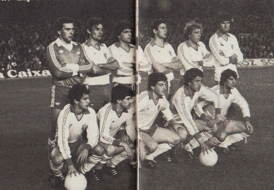 📸 Real Zaragoza 81/82.

👥 Vitaller, Casuco, Morgado, Camus, Pérez Aguerri y Amarilla (arriba). Señor, 'Pichi' Alonso, Benedé, Valdano y Güerri (abajo).

📋 Entrenador: Leo Beenhakker.
