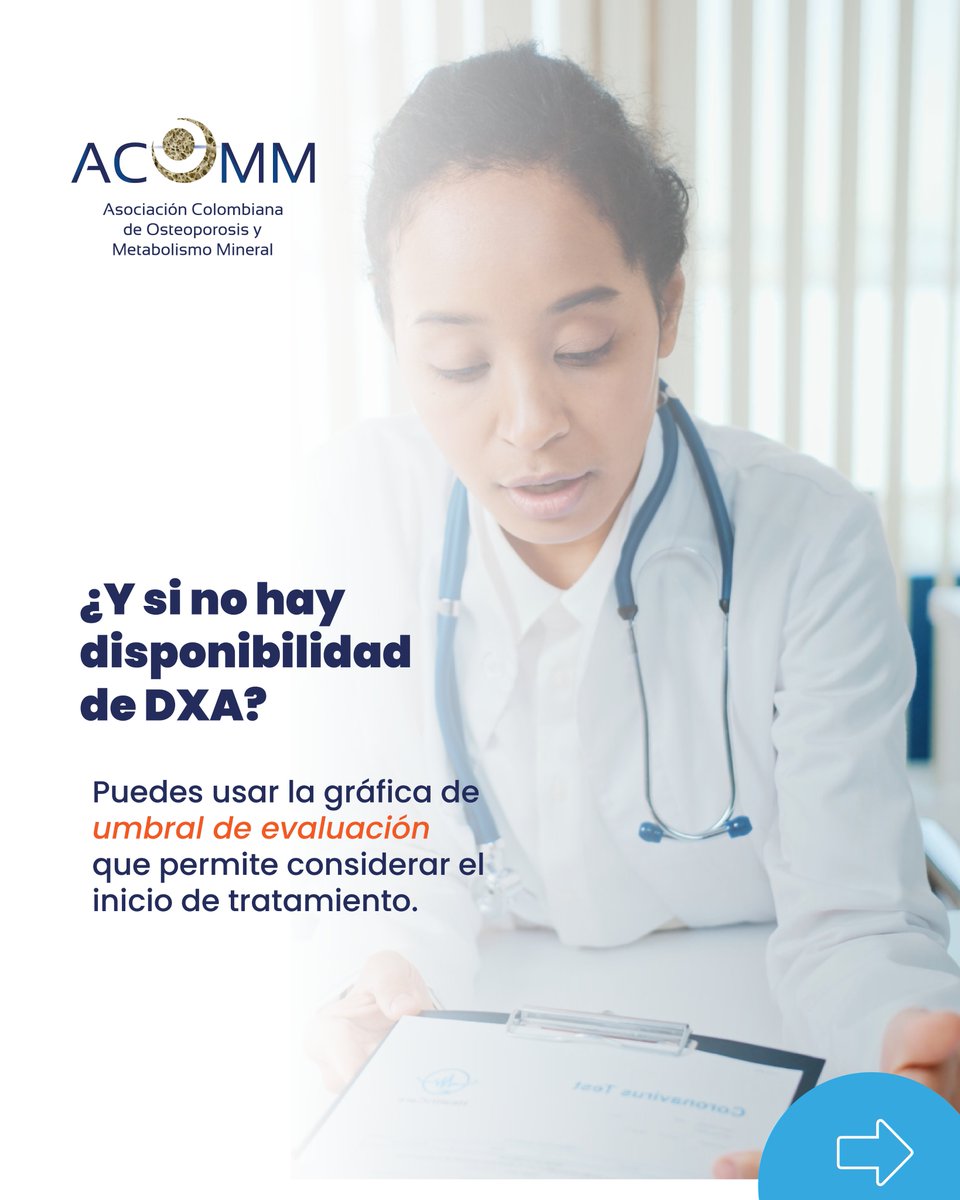 AcommOficial's tweet photo. Una paciente como Rosita puede llegar ya a tu consultorio. ¿Sabes cuándo iniciar con FRAX y cuándo avanzar a DXA?
Desliza las imágenes y conoce las recomendaciones de nuestra Guía de Práctica Clínica para la Osteoporosis en Colombia.
Descárgala en https://t.co/hlxnRewHIL
#ACOMM https://t.co/5UEmIw10AW