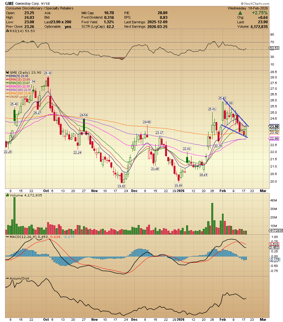 ACInvestorBlog's tweet photo. $GME Like I thought, yesterday set up a perfect bear trap. A lot of folks were forced to cover their positions today. Looking for an upside break of the bull flag pattern tomorrow for confirmation to position. https://t.co/W4319xhBkM