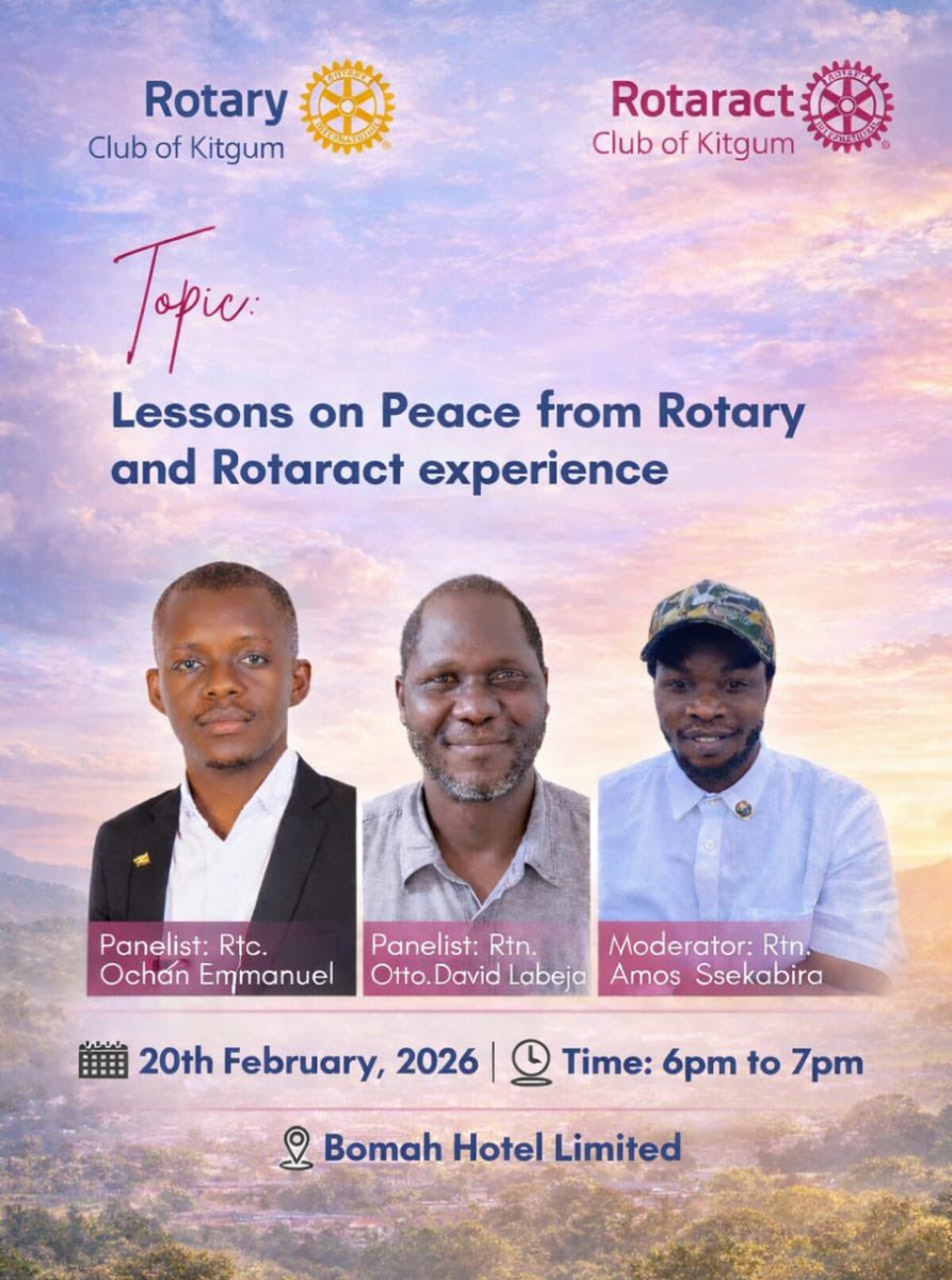 Hello Rotarians ,Rotaractors &amp; Guests👋🏽
Join us for a Joint Fellowship Panel Discussion as we celebrate the Month of Peace Building &amp; Conflict Prevention.
🕊️ *Topic:* *_Lessons on Peace from Rotary &amp; Rotaract.
 *Link:* meet.google.com/fra-zvre-mdv

 _Let’s build peace together 🤝🏽_