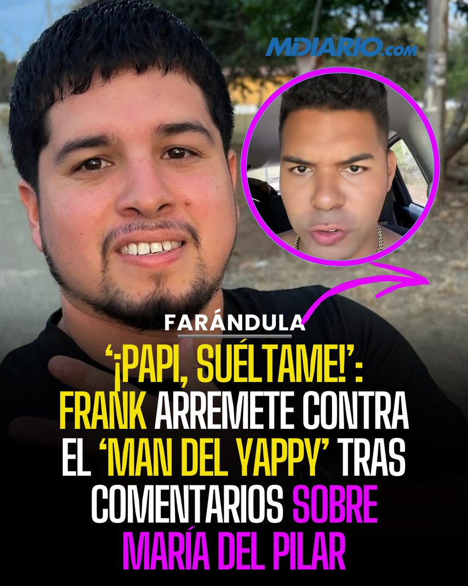 MiDiarioPanama's tweet photo. 🟡🟣La bola pica… y sigue dando de qué hablar. Frank, quien mantenía una relación amorosa con María del Pilar, creadora de contenido para adultos y exparticipante del Parking de Yen Video, volvió a encender las redes tras una polémica con un personaje conocido popularmente como el Man del Yappy, otro creador de contenido panameño que ha ganado notoriedad por participar en eventos de boxeo entre influencers.

Aunque ni Frank ni María del Pilar han confirmado oficialmente una ruptura, los últimos días de Carnaval se llenaron de indirectas y críticas tras unos videos que, según Frank, fueron dirigidos hacia él.

En sus historias de Instagram, Frank se manifestó con molestia:

“Papi, suéltame. Llevas dos videos tirándome y yo no me estoy metiendo contigo. Yo no ando en ese sistema".

Todo esto surge porque el creador conocido como el Man del Yappy subió videos con mensajes que involucraban directamente a María del Pilar, Barceló y a Frank.

Lea la nota completa en el link del perfil @midiariopanama @mdiariopanama 

https://t.co/DXF03u3WFm