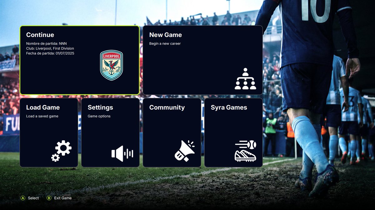 Finalizing the last details of the main menu 👀 What do you think of the design? #IndieGame #gamedev  #FootballGame #FootballManager