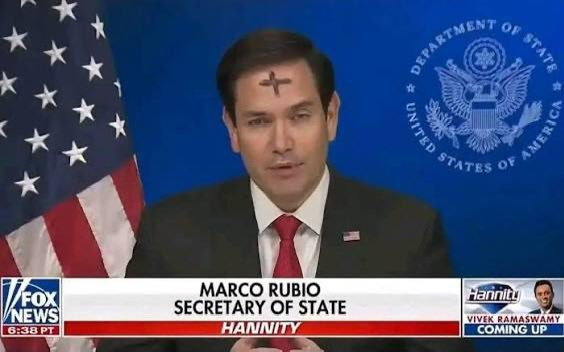 This is US Secretary of State, Marco Rubio

He appeared on the news today with the ash on his forehead.

We're really proud of these crop of leaders who are confident in expressing their Catholic faith

It is now obvious how intentional Trump is about rededicating America to God.
