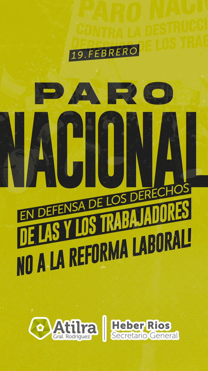 RadioAtilra's tweet photo. #ParoNacional: Atilra General Rodríguez le dice NO a la Reforma Laboral de Milei. https://t.co/E2tXuz1iN1