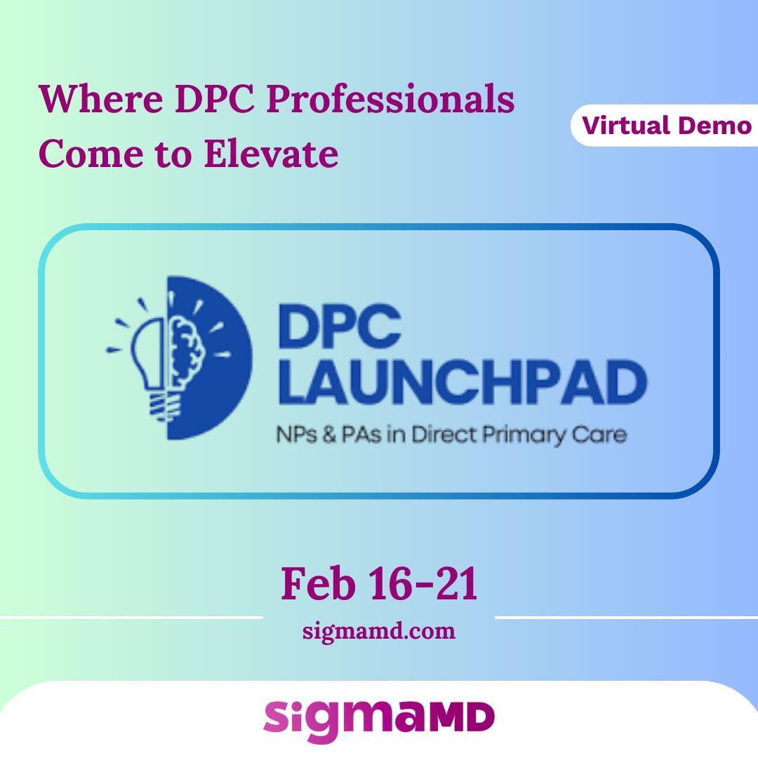 DPC Launchpad is underway (Feb 16–21)! 🚀
We’re joining virtually with a recorded demo showing how SigmaMD supports DPC practices with streamlined workflows and patient-first care. 💙

#DPCLaunchpad #DirectPrimaryCare #SigmaMD