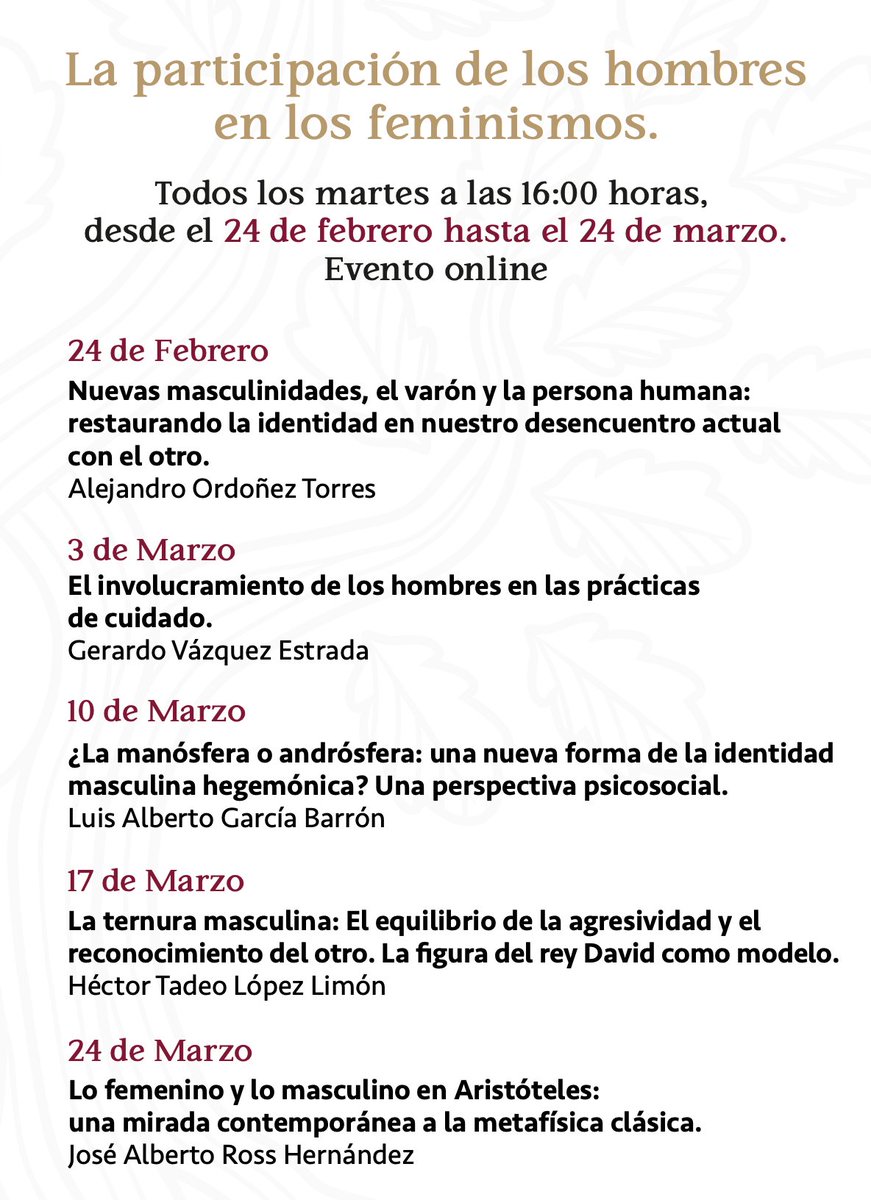 giefup's tweet photo. 📢 ¡No te lo pierdas!
En el marco del 8M, GIEF te invita a reflexionar sobre la participación de los hombres en los feminismos.
🗓️ Todos los martes | ⏰ 16:00 hrs | 💻 Evento online
 Del 24 de febrero al 24 de marzo
¡Súmate, comparte y participa!💬
 #FeminismoCentradoEnLaPersona https://t.co/yudSLGc98S