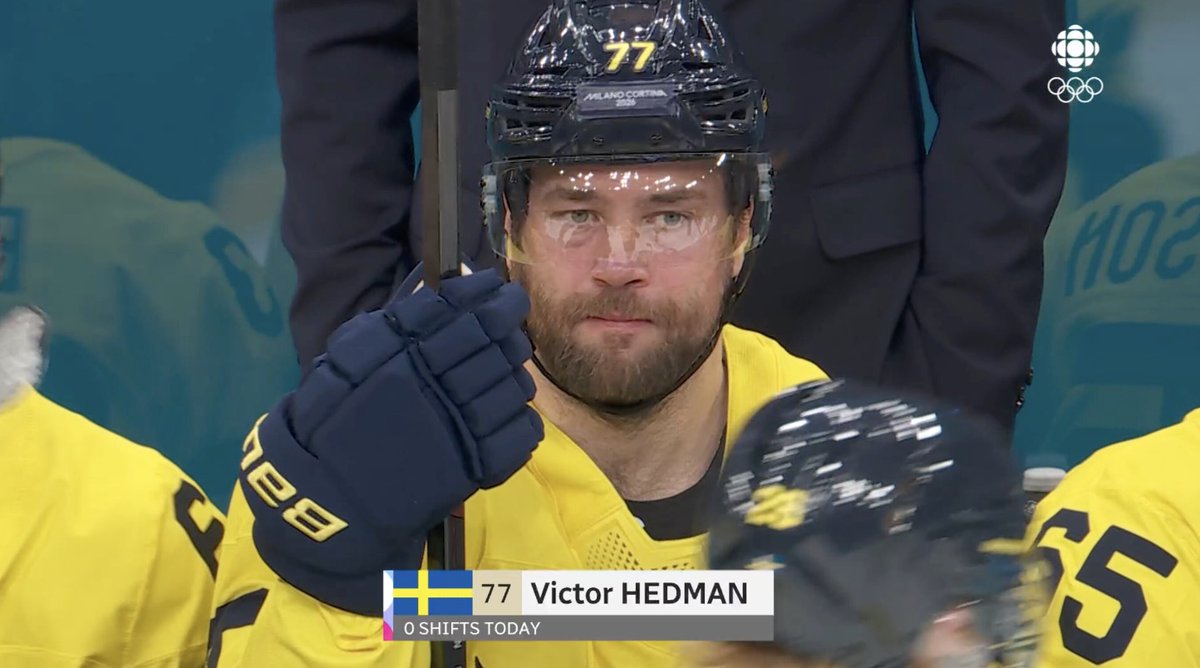 Victor Hedman suffered an apparent injury in warmups and has been stapled to the bench for the entire game thus far 😳🤕
