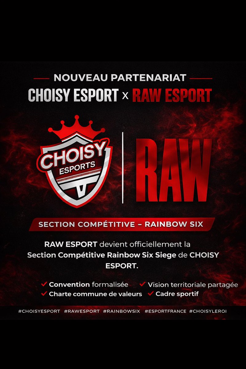NOUVEAU PARTENARIAT ‼️ Nous sommes ravi de vous annoncer notre partenariat avec Choisy Esport, on devient leur roster officiel R6 😁