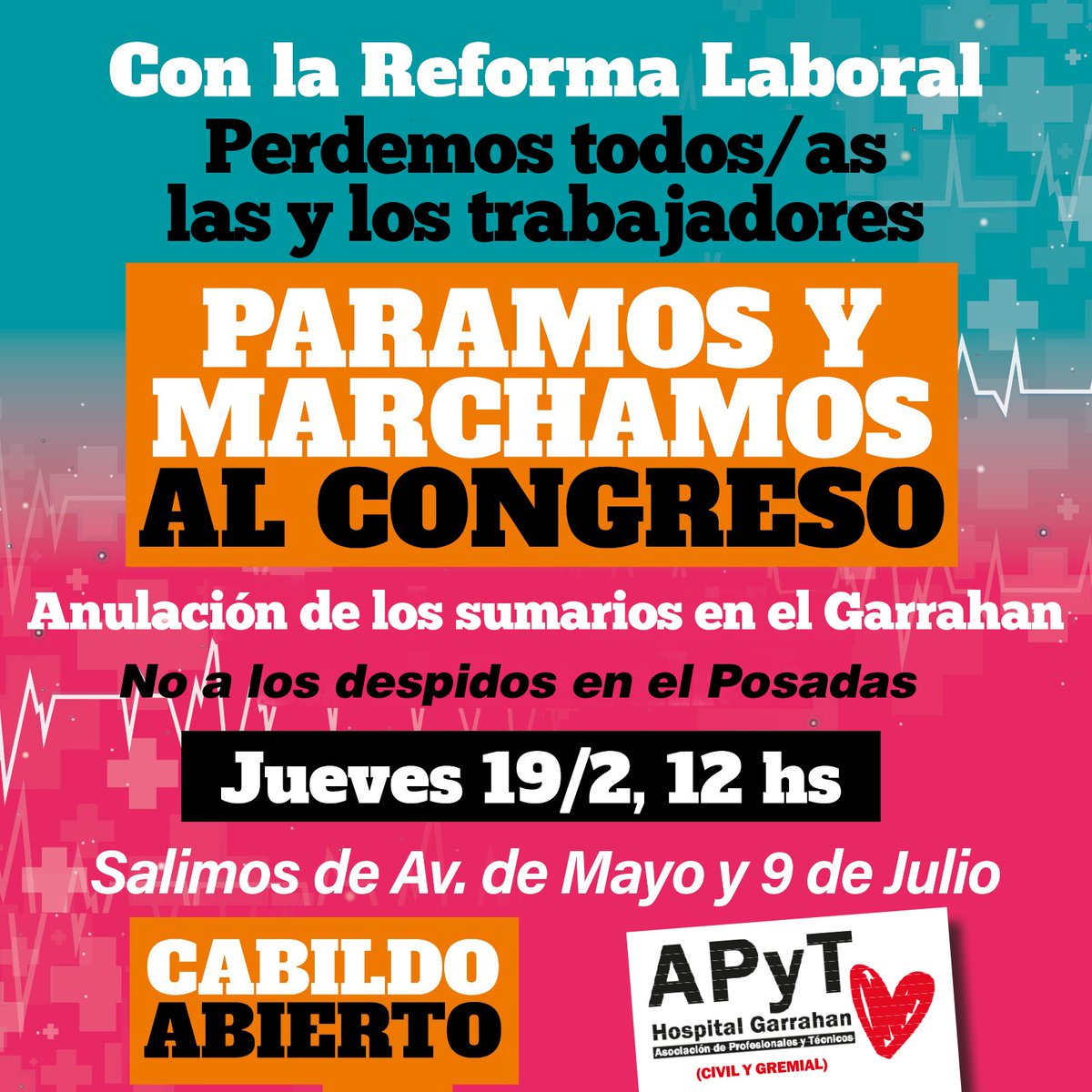 PARO / Novedad para medios‼️Trabajadores del Garrahan y organizaciones de salud del “Cabildo Abierto” paran y marchan este jueves 19/2 》
infodelgarrahan.blogspot.com/2026/02/paro-n…